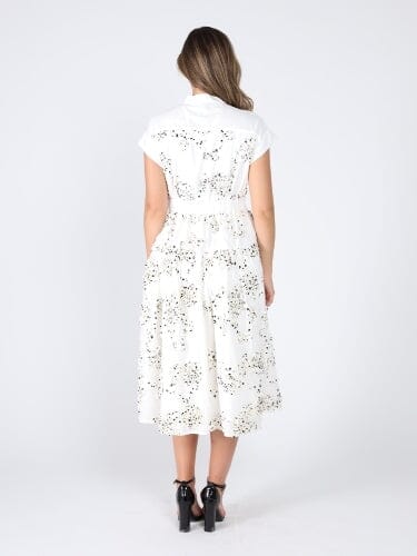 Floral ruffle work short sleeve belt dress DRESS Gracia Fashion 