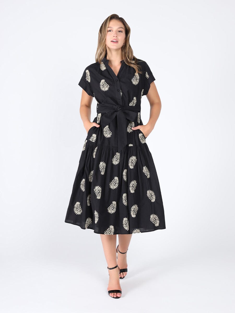 Floral Short Sleeve Belt Dress DRESS Gracia Fashion 