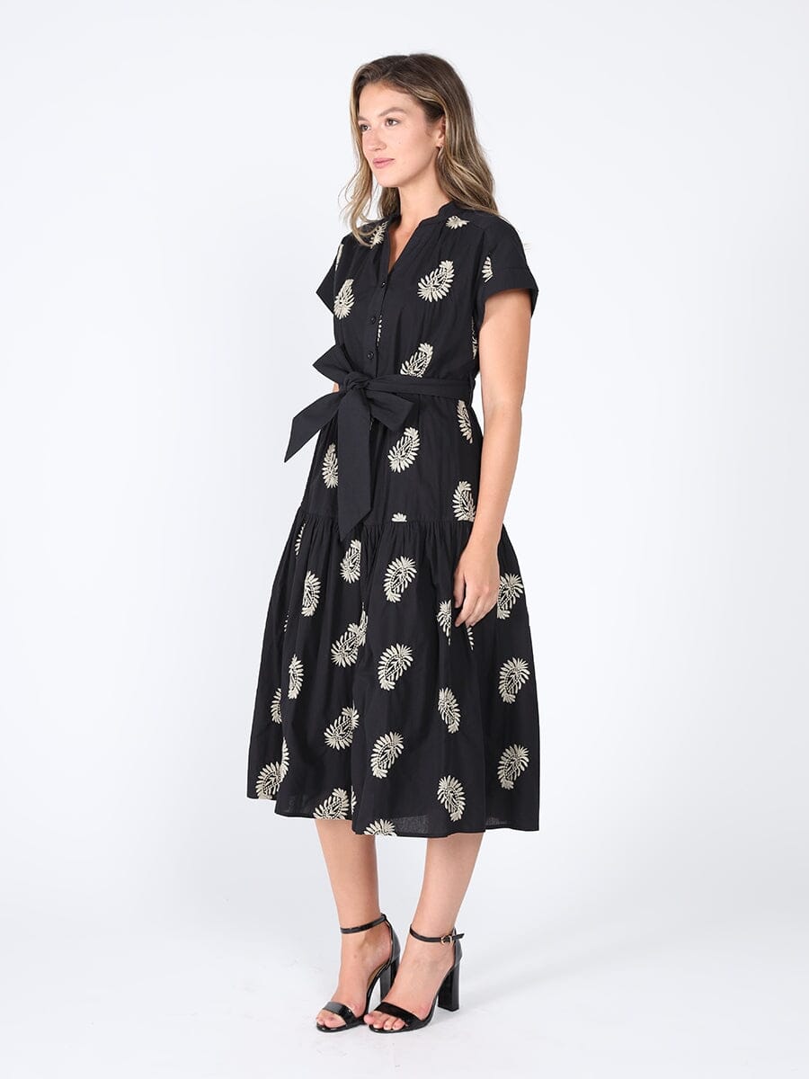 Floral Short Sleeve Belt Dress DRESS Gracia Fashion 