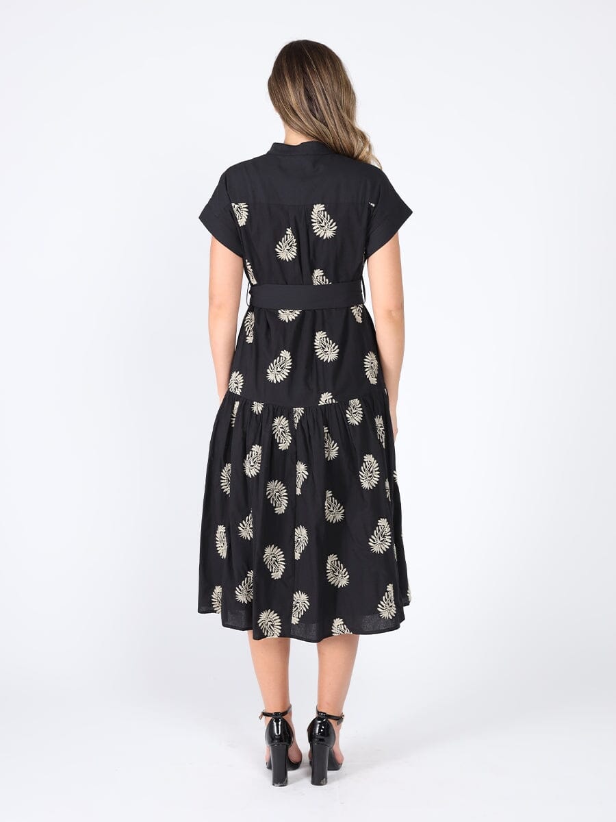 Floral Short Sleeve Belt Dress DRESS Gracia Fashion 