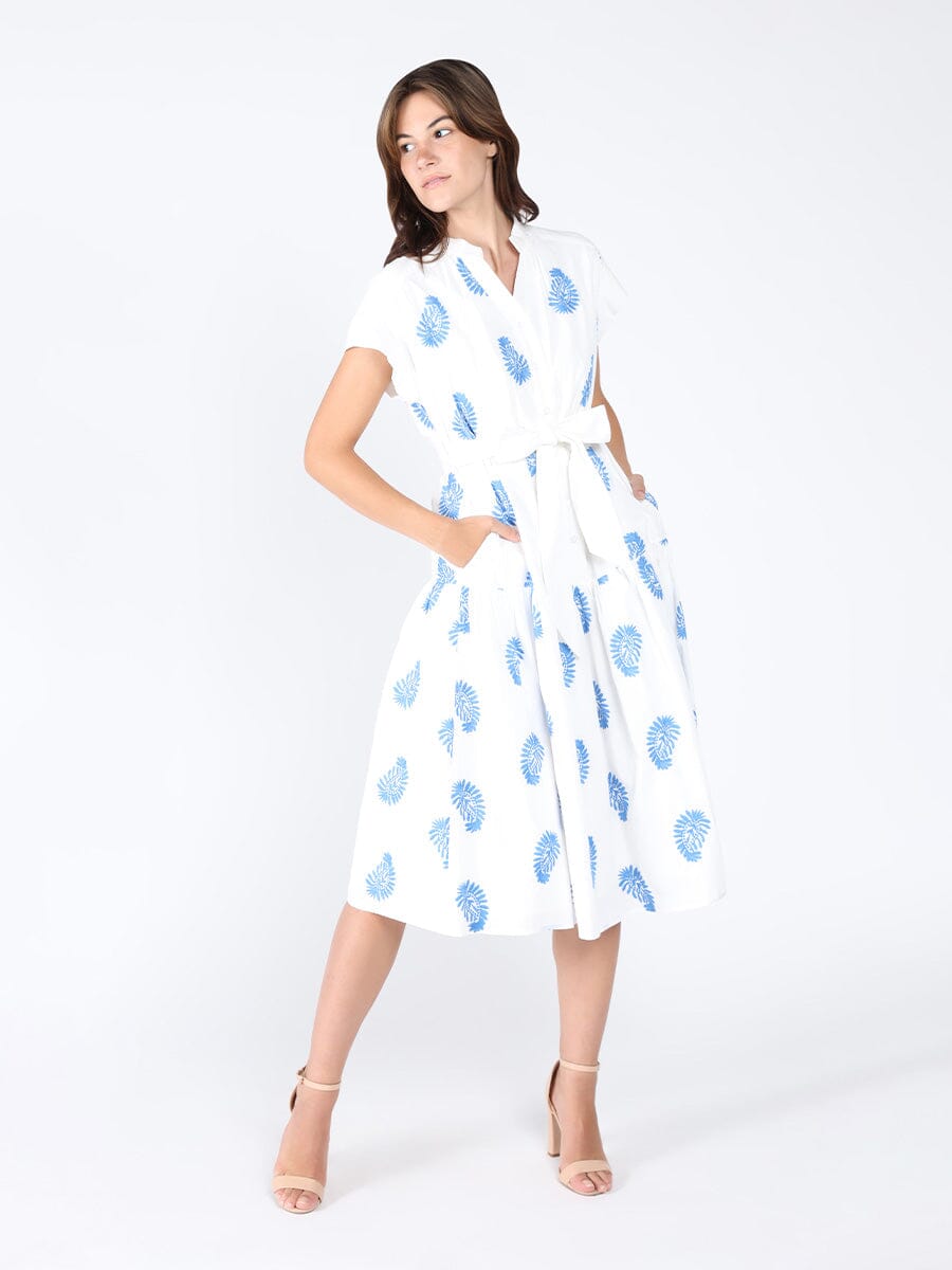 Floral Short Sleeve Belt Dress DRESS Gracia Fashion WHITE S 