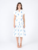 Floral Short Sleeve Belt Dress DRESS Gracia Fashion WHITE S 