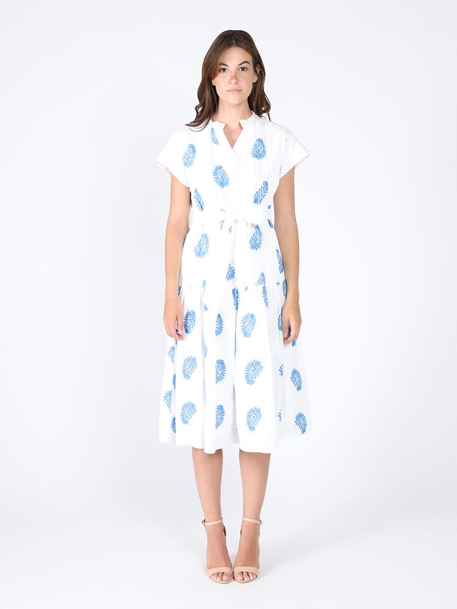 Floral Short Sleeve Belt Dress DRESS Gracia Fashion WHITE S 