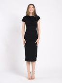 Floral Short Sleeve Dress DRESS Gracia Fashion BLACK S 