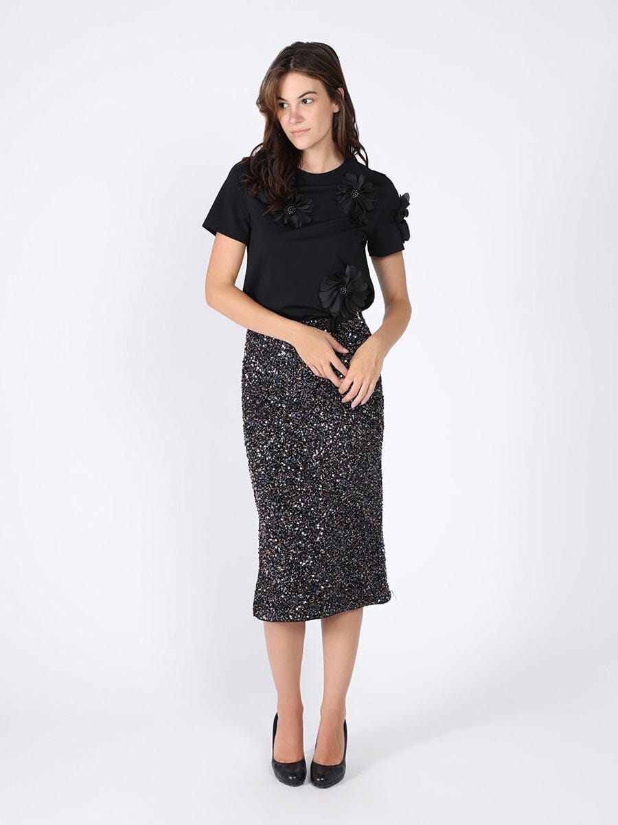 Floral Short Sleeve Round Neck T-shirt TOP Gracia Fashion 