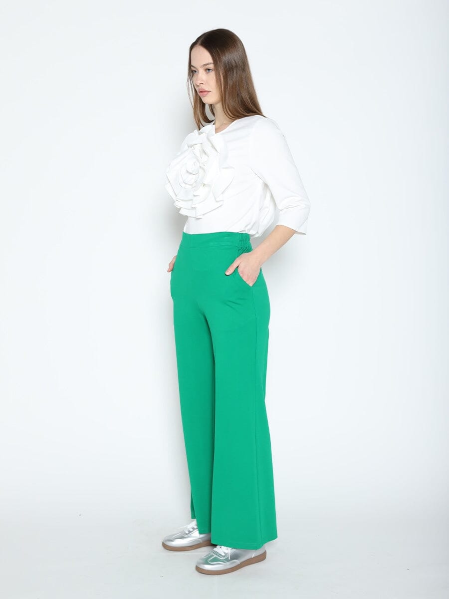 Flower Applique Loose Fit Long Sleeve Blouse TOP Gracia Fashion 