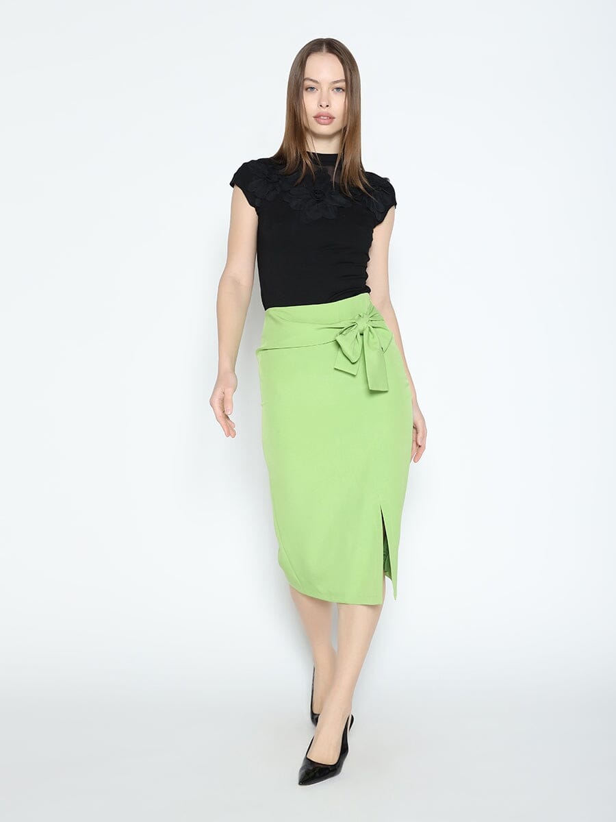 Flower Applique Mock neck Cap Sleeve Top TOP Gracia Fashion 