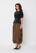 Flower Applique Parachute Pants PANTS Gracia Fashion 