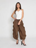 Flower Applique Parachute Pants PANTS Gracia Fashion 