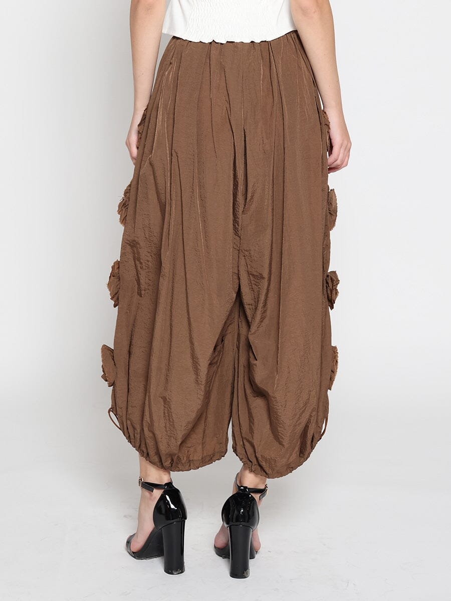 Flower Applique Parachute Pants PANTS Gracia Fashion 