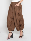 Flower Applique Parachute Pants PANTS Gracia Fashion 