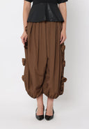Flower Applique Parachute Pants PANTS Gracia Fashion BROWN S 