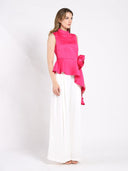 Flower Applique Sleeveless Asymmetrical Top TOP Gracia Fashion 