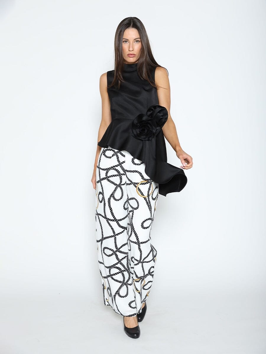 Flower Applique Sleeveless Asymmetrical Top TOP Gracia Fashion 