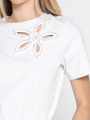 Flower cut out Solid Color T-Shirt TOP Gracia Fashion 