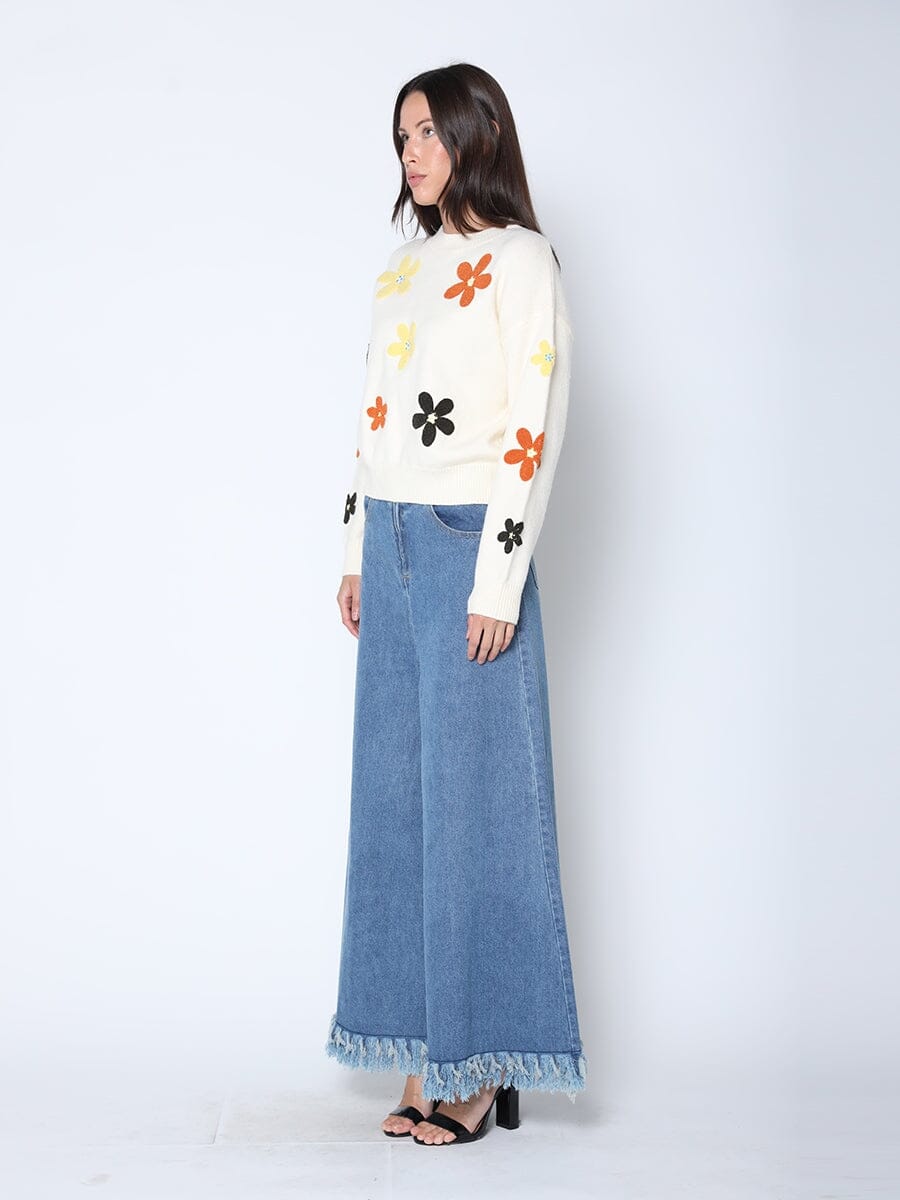 Flower Embroidered Cardigan Sweater SWEATER Gracia Fashion 