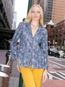 Flower Embroidered Denim Blazer JACKET Gracia Fashion DENIM S 