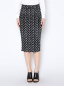 Flower Embroidered Midi Bodycon Pencil Skirt SKIRT Gracia Fashion BLACK S 