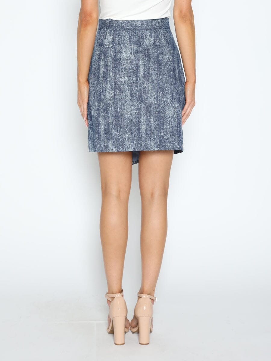 Flower Embroidered Mini Denim Skirt SKIRT Gracia Fashion 