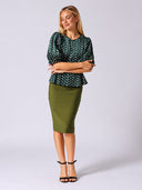 Flower Embroidered Puff Sleeve Peplum Style Blouse TOP Gracia Fashion 