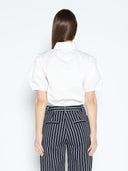 Flower Front Short Sleeve Cotton Shirt TOP Gracia Fashion 