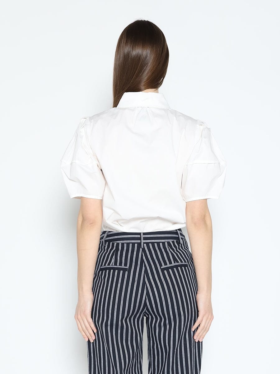 Flower Front Short Sleeve Cotton Shirt TOP Gracia Fashion 