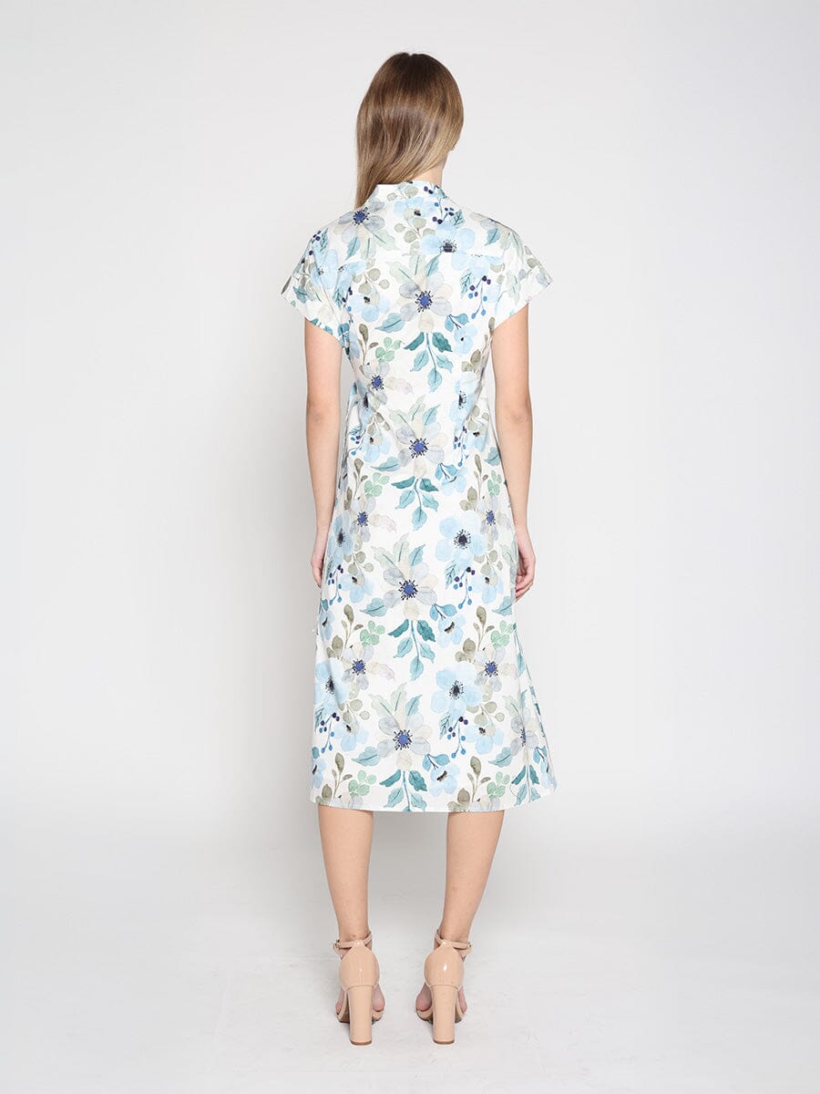 Flower print cross body short sleeve dress – Gracia Fashion