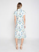 Flower print cross body short sleeve dress DRESS Gracia Fashion 