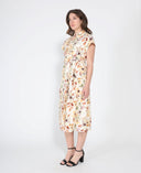 Flower print cross body short sleeve dress DRESS Gracia Fashion 