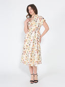 Flower print cross body short sleeve dress DRESS Gracia Fashion 