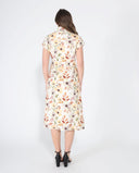 Flower print cross body short sleeve dress DRESS Gracia Fashion 