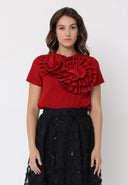 Flower Shape Decoration Top TOP Gracia Fashion DARK RED S 