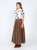 Flower stitch puffed sleeve shirt TOP Gracia Fashion 