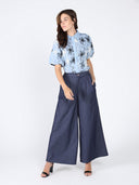 Flower stitch puffed sleeve shirt TOP Gracia Fashion 