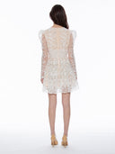 Flowery Embroidered Lace V-Neck Mesh Mini Dress DRESS Gracia Fashion 