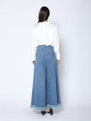 Frayed Raw Hem Wide Leg Slouchy Denim Pants PANTS Gracia Fashion 