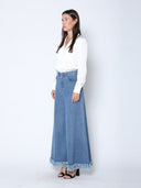 Frayed Raw Hem Wide Leg Slouchy Denim Pants PANTS Gracia Fashion 