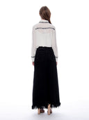Frayed Raw Hem Wide Leg Slouchy Denim Pants PANTS Gracia Fashion 