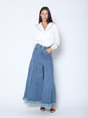 Frayed Raw Hem Wide Leg Slouchy Denim Pants PANTS Gracia Fashion 