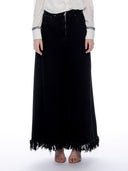 Frayed Raw Hem Wide Leg Slouchy Denim Pants PANTS Gracia Fashion BLACK DENIM S 