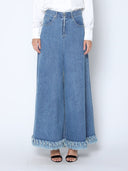 Frayed Raw Hem Wide Leg Slouchy Denim Pants PANTS Gracia Fashion DENIM S 