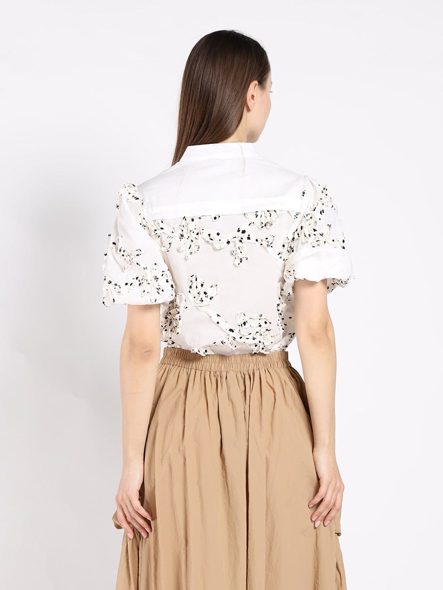 Front Body Floral Fabric Work Caller Top TOP Gracia Fashion 