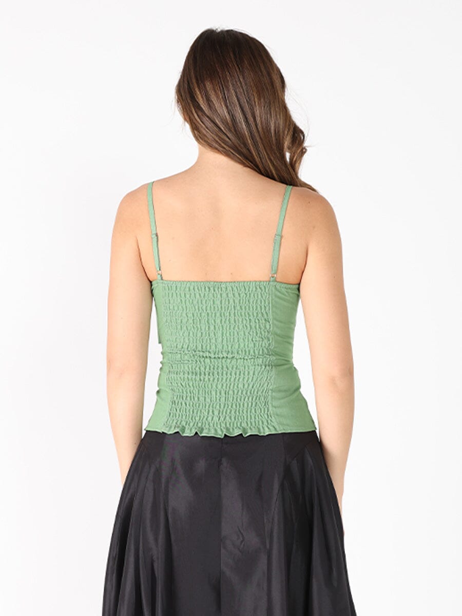 Front Bow-Tie Smoked Back Bustier Top TOP Gracia Fashion 