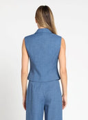 Front Button Closure FlaP Pocket Sleeveless Vest VEST Gracia Fashion 