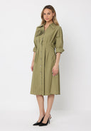 Front Button Down Dolman Sleeve Dress DRESS Gracia Fashion 