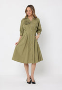 Front Button Down Dolman Sleeve Dress DRESS Gracia Fashion 