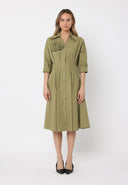 Front Button Down Dolman Sleeve Dress DRESS Gracia Fashion OLIVE S 