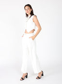 Front Button Open-Bottom Hem Sleeveless Top SET Gracia Fashion 