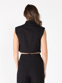 Front Button Open-Bottom Hem Sleeveless Top SET Gracia Fashion 