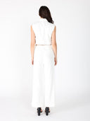 Front Button Open-Bottom Hem Sleeveless Top SET Gracia Fashion 